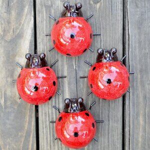 5 Metal‎ Ladybugs for Outdoor or Indoor Wall Patio Garden Art